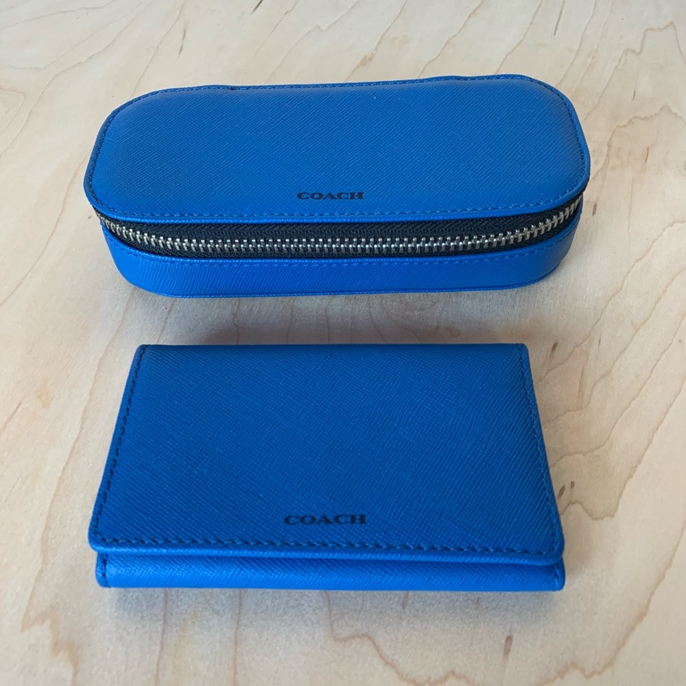 COACH 👓 LEATHER GLASSES CASE & RING KEY CASE SET - Picture 2 of 16